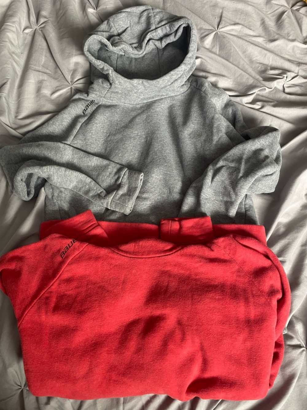 2 Kids Heather Gray and Red Hooded Sweatshirts -